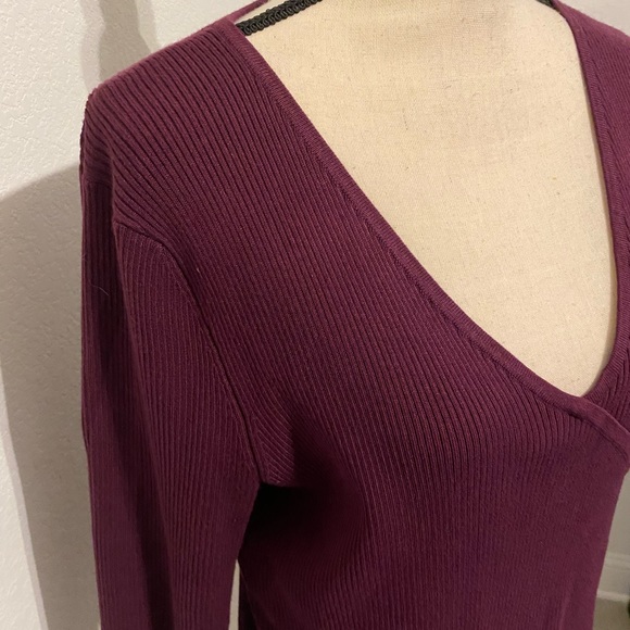 Purple Faux Wrap Sweater - Picture 2 of 3
